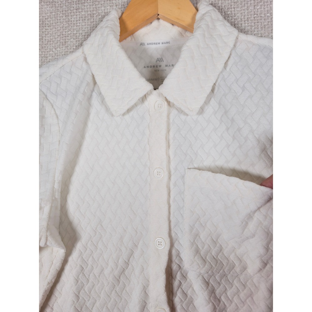Andrew Marc Women's Short Sleeve Collared Textured French Terry Size‎ M - Picture 7 of 11